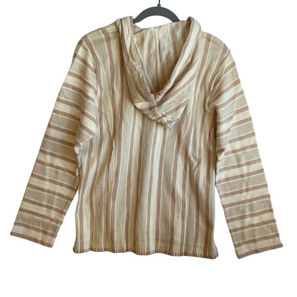 Faherty Daytripper Hoodie Striped Neutral Pullover Beach Cover Up Small Womens - Picture 4 of 9